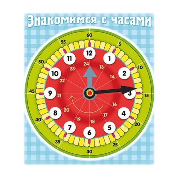 ИГРА Обучающая А5ф -Знакомство с Часами-   в инд.упак.с европодвесом , 